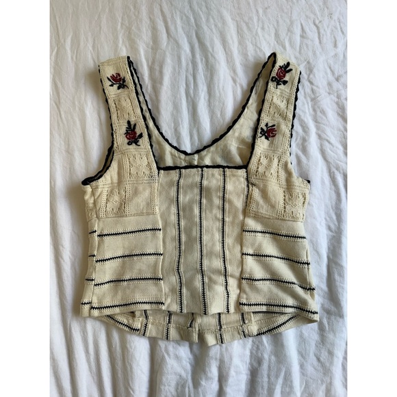 Free People Rose Bud Knit Top in Ivory Combo - Picture 4 of 5